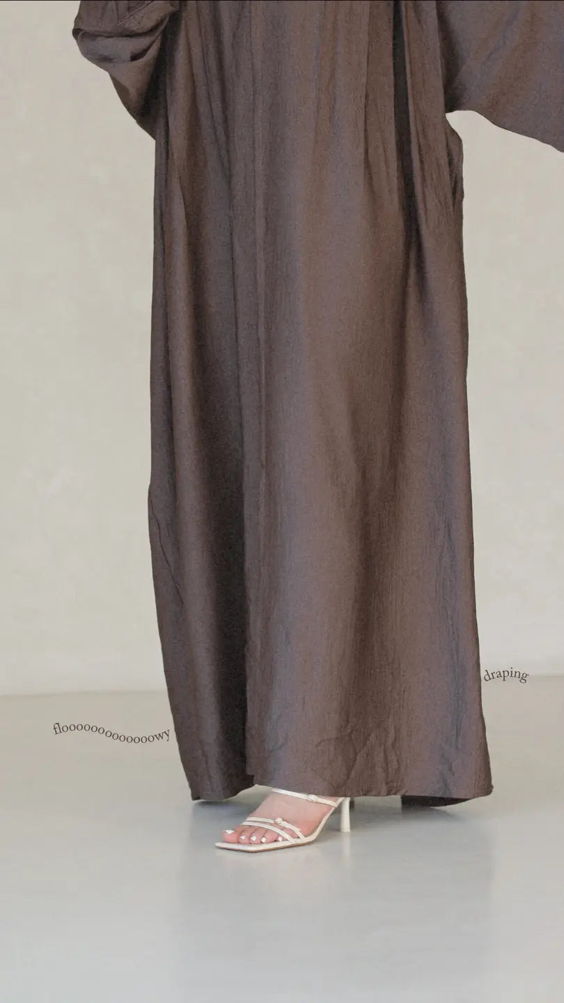 brown abaya, brown lightweight abaya, lightweight abaya, abaya for summer, simple abaya, classy abaya